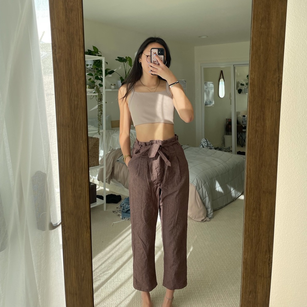 plaid tie pants
